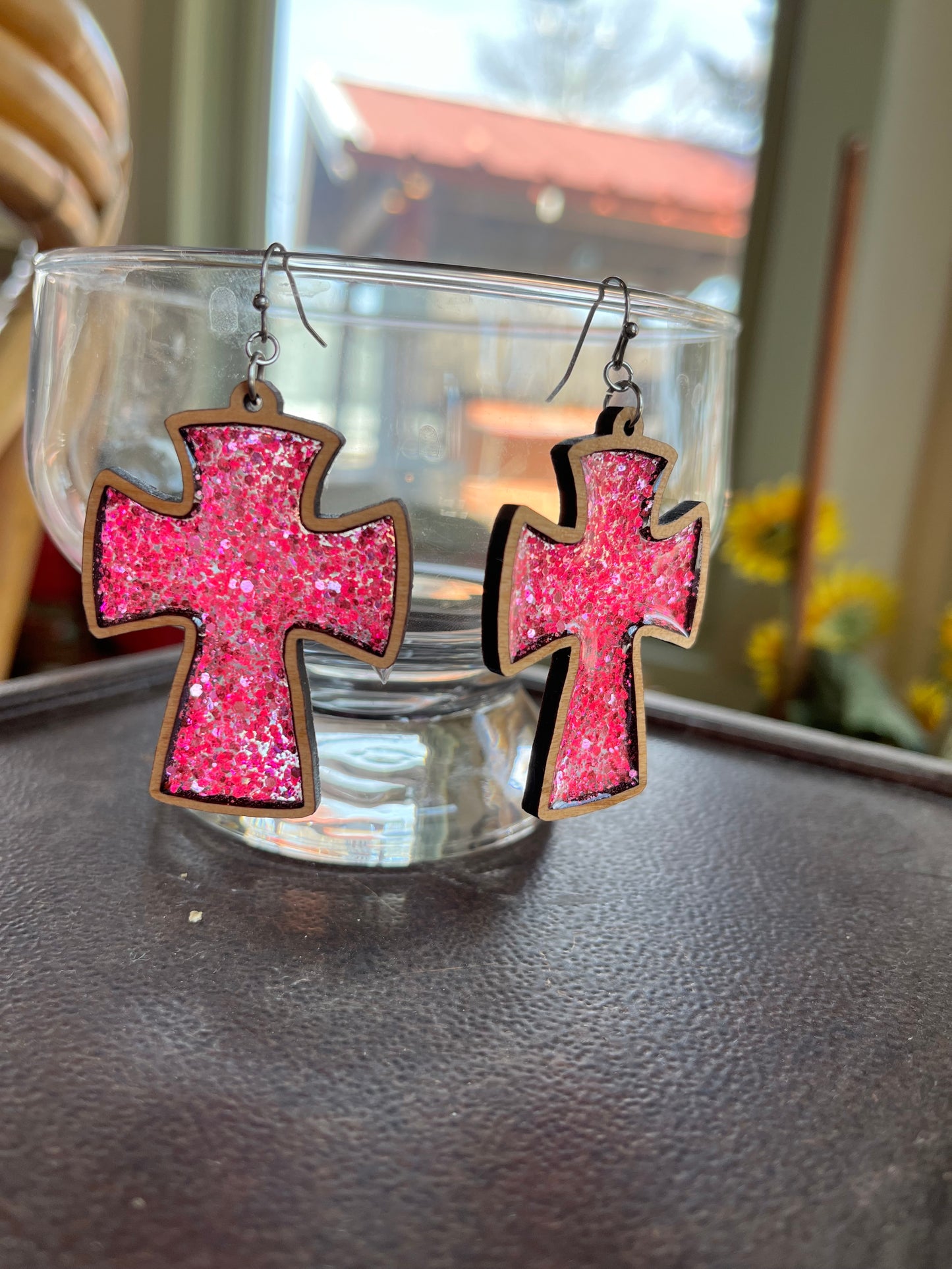 Wooden cross w/ resin inlay