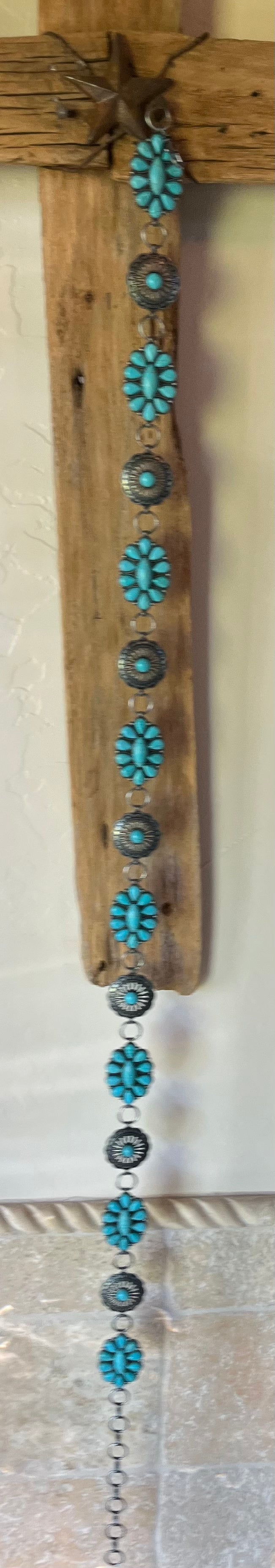 Concho Belt - colored stone and pewter metal