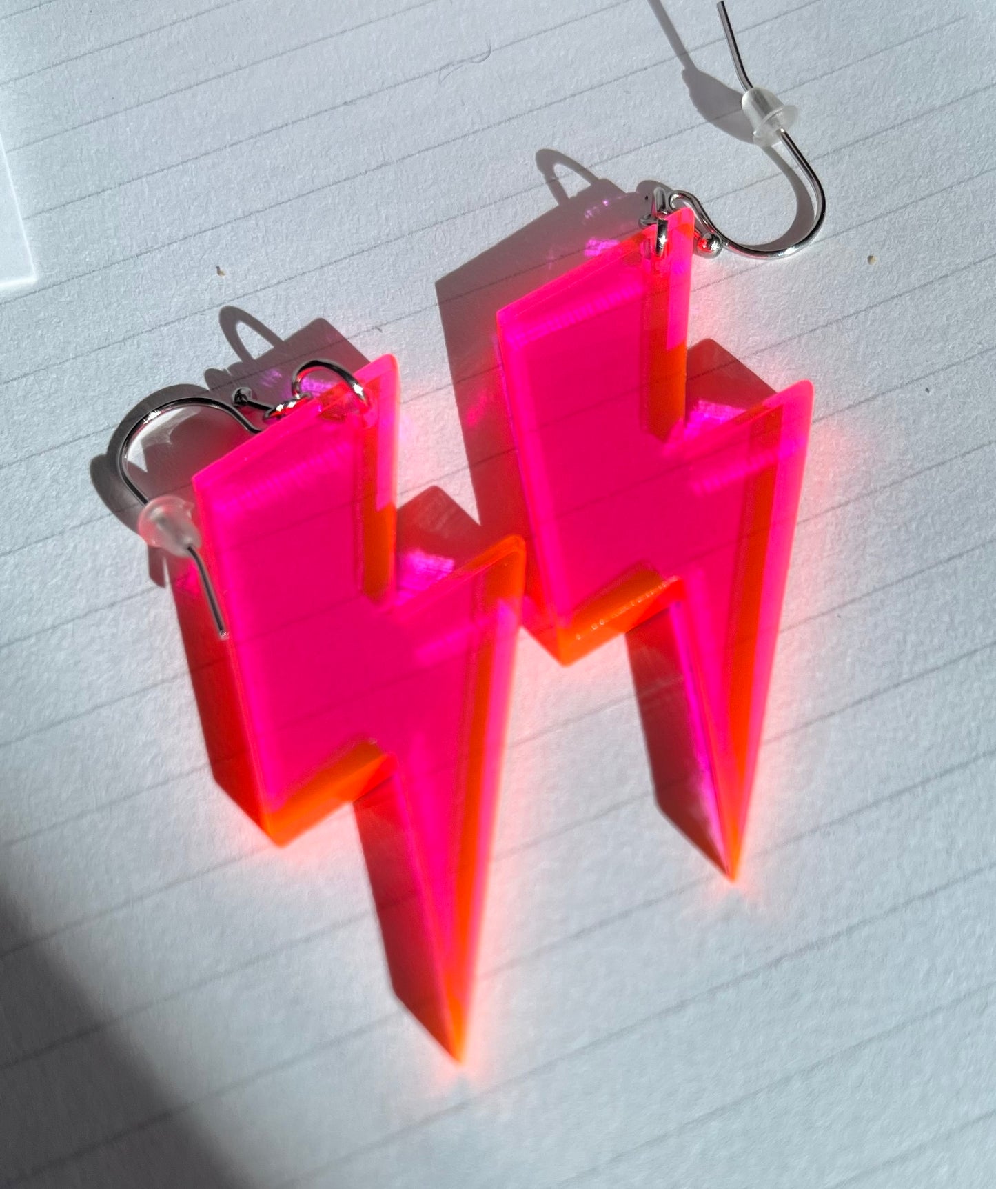 Neon resin lightning bolt earrings