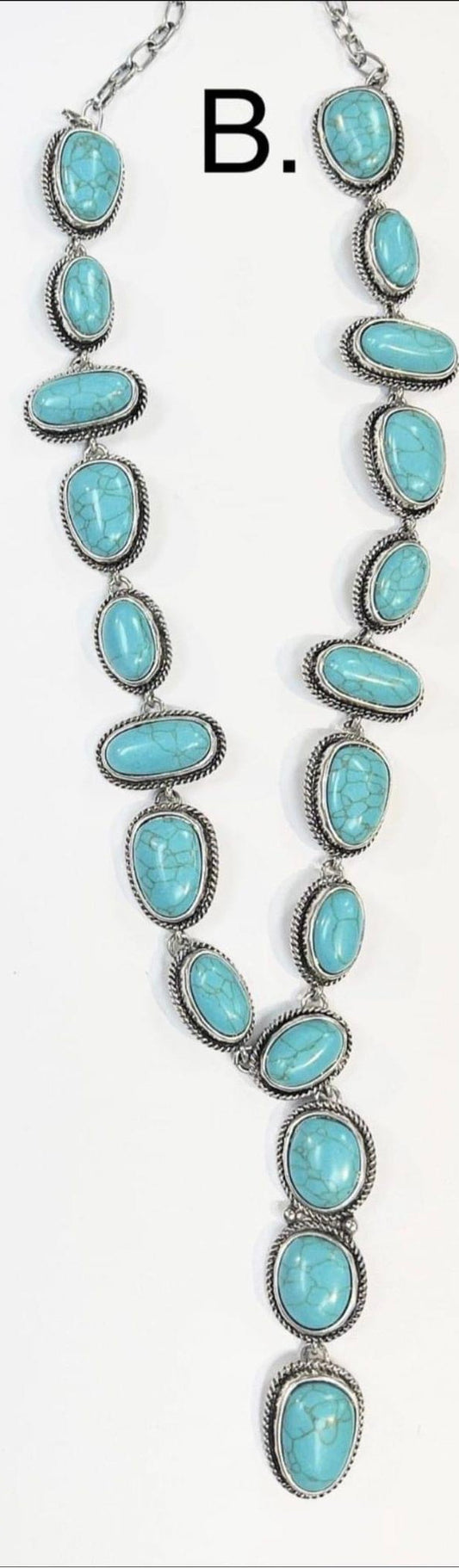 Y-drop howlite turquoise necklace
