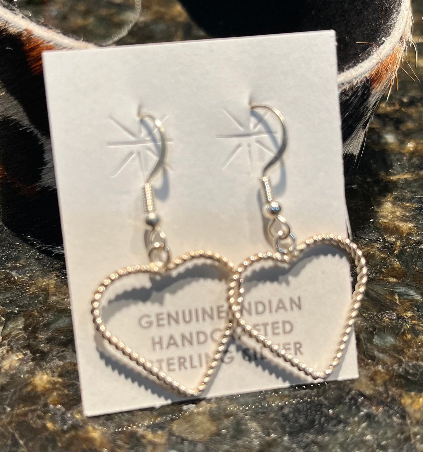 Navajo handmade sterling silver heart earrings