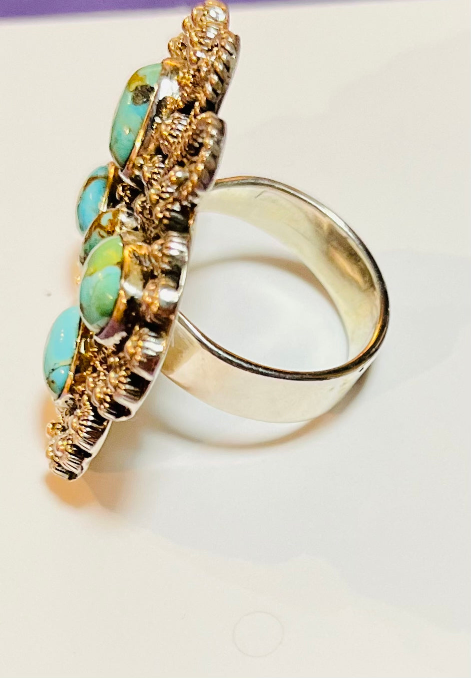 Butterfly Kingman turquoise & sterling silver adjustable ring