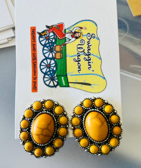 Yellow concho earrings