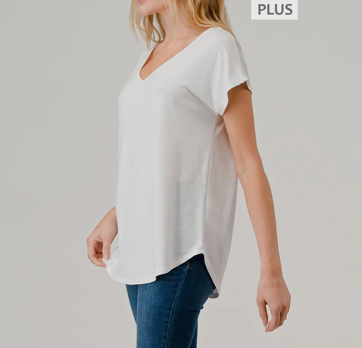 Heimious white T-shirt - v-neck plus