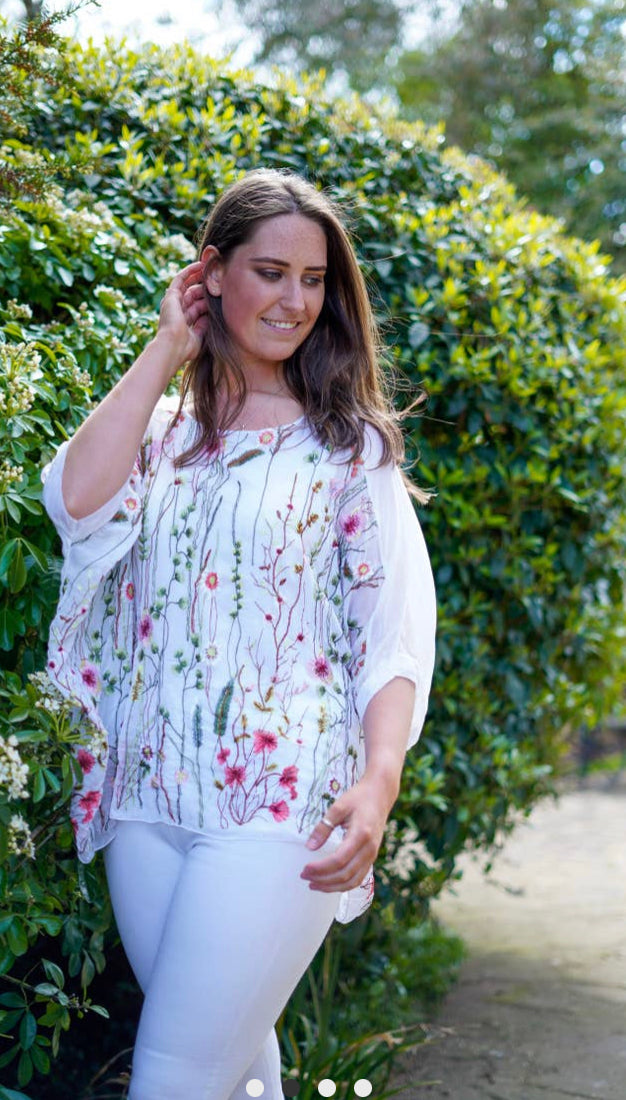Ella and Cherry - Lois Embroidery Silk Top