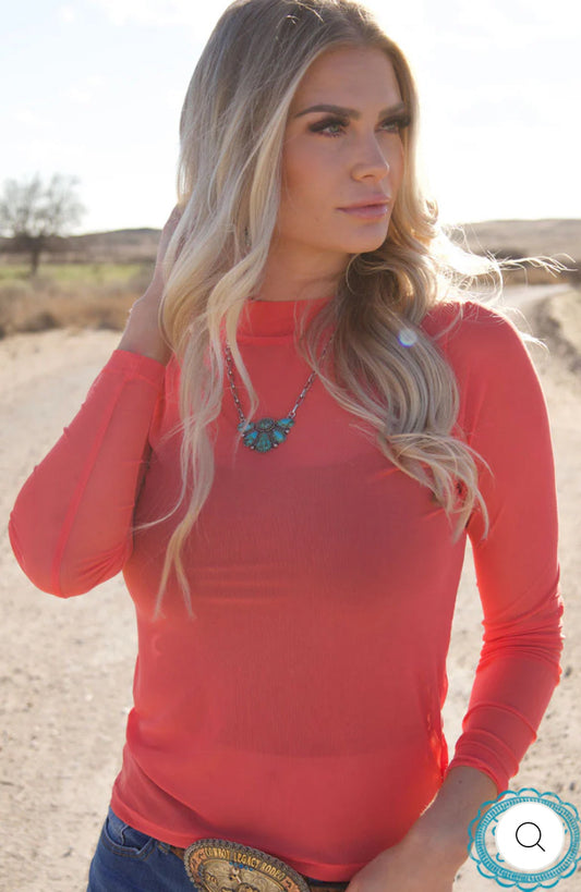 Meshed Out Coral - mesh top