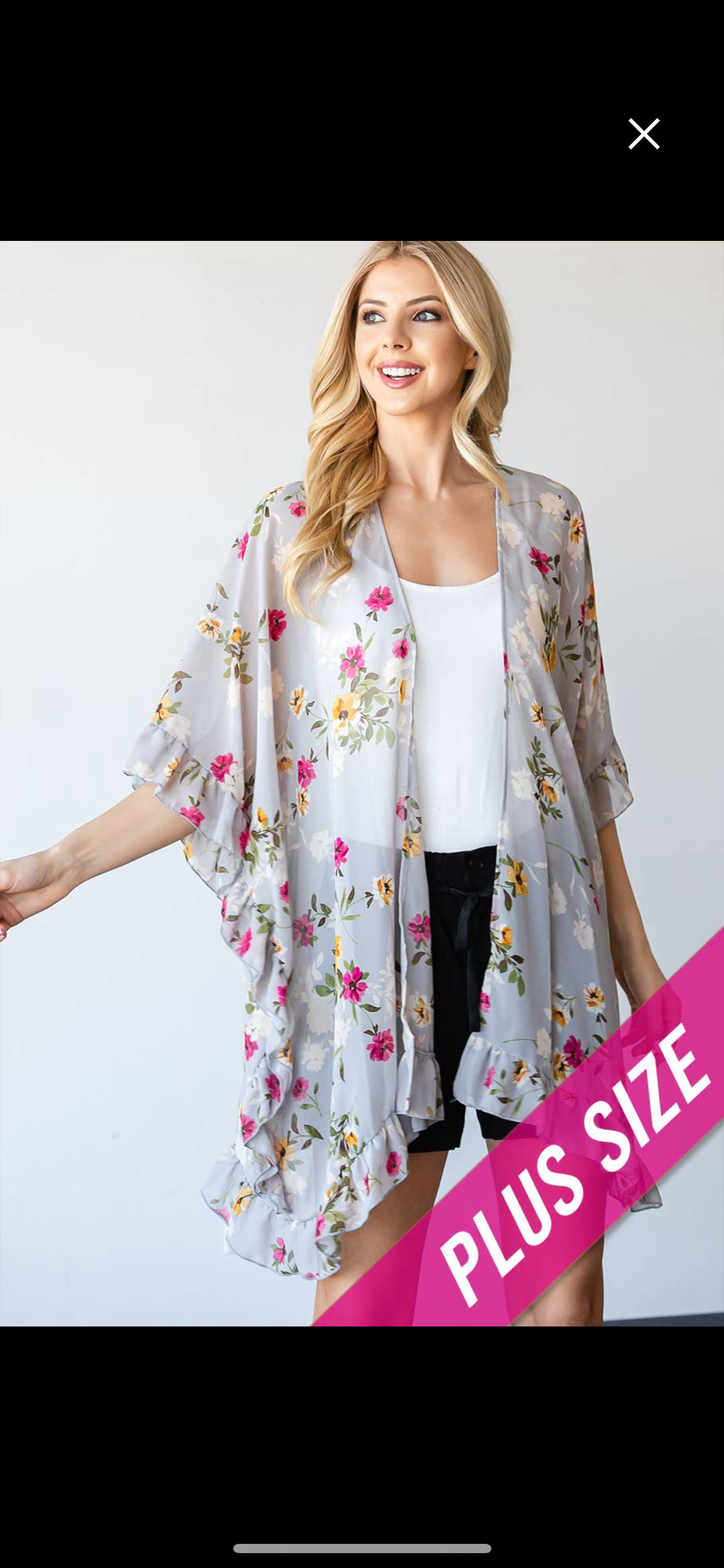 Floral 3/4 sleeve Kimono -plus size