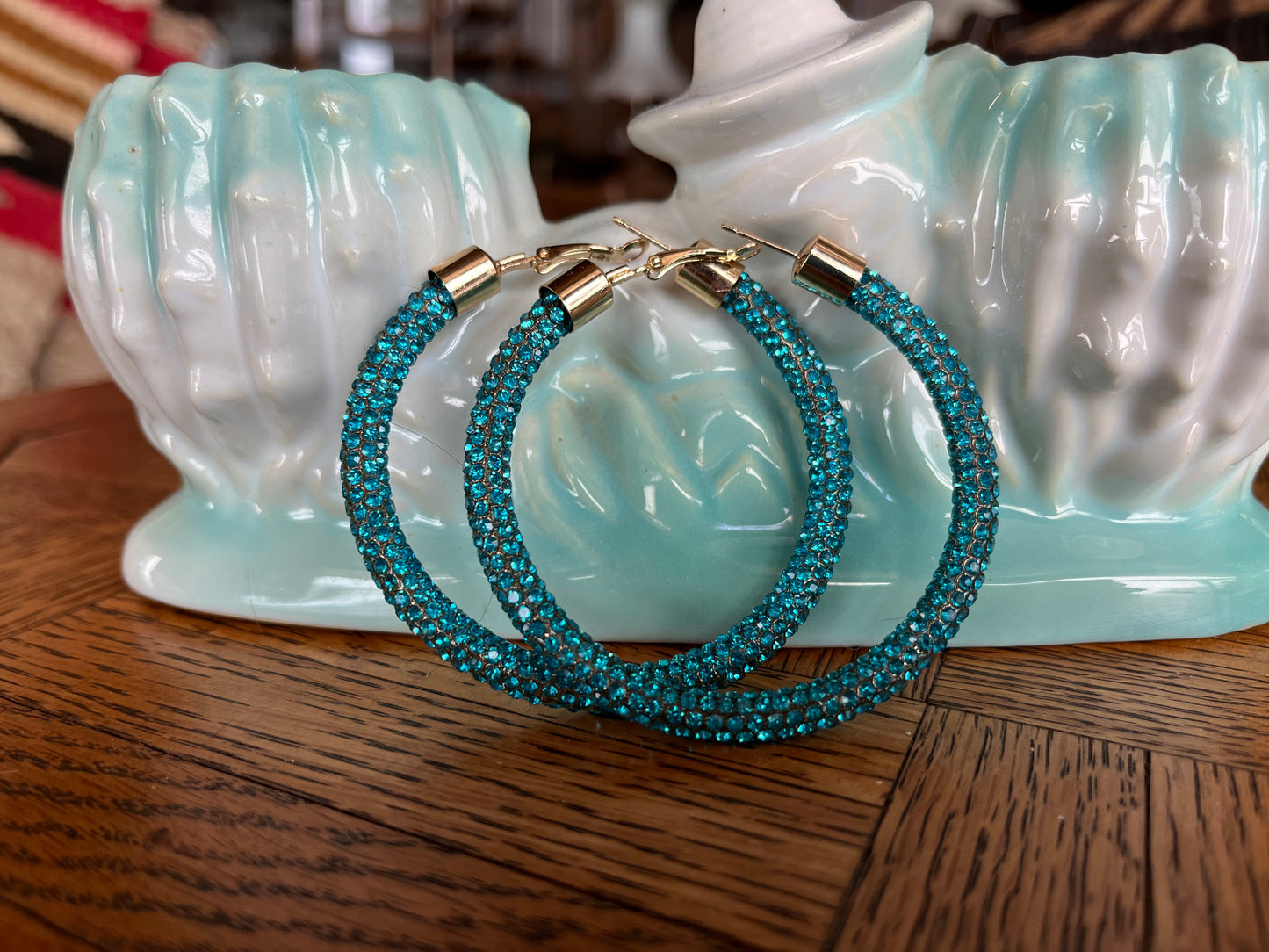 Sparkle Turquoise hoops earrings