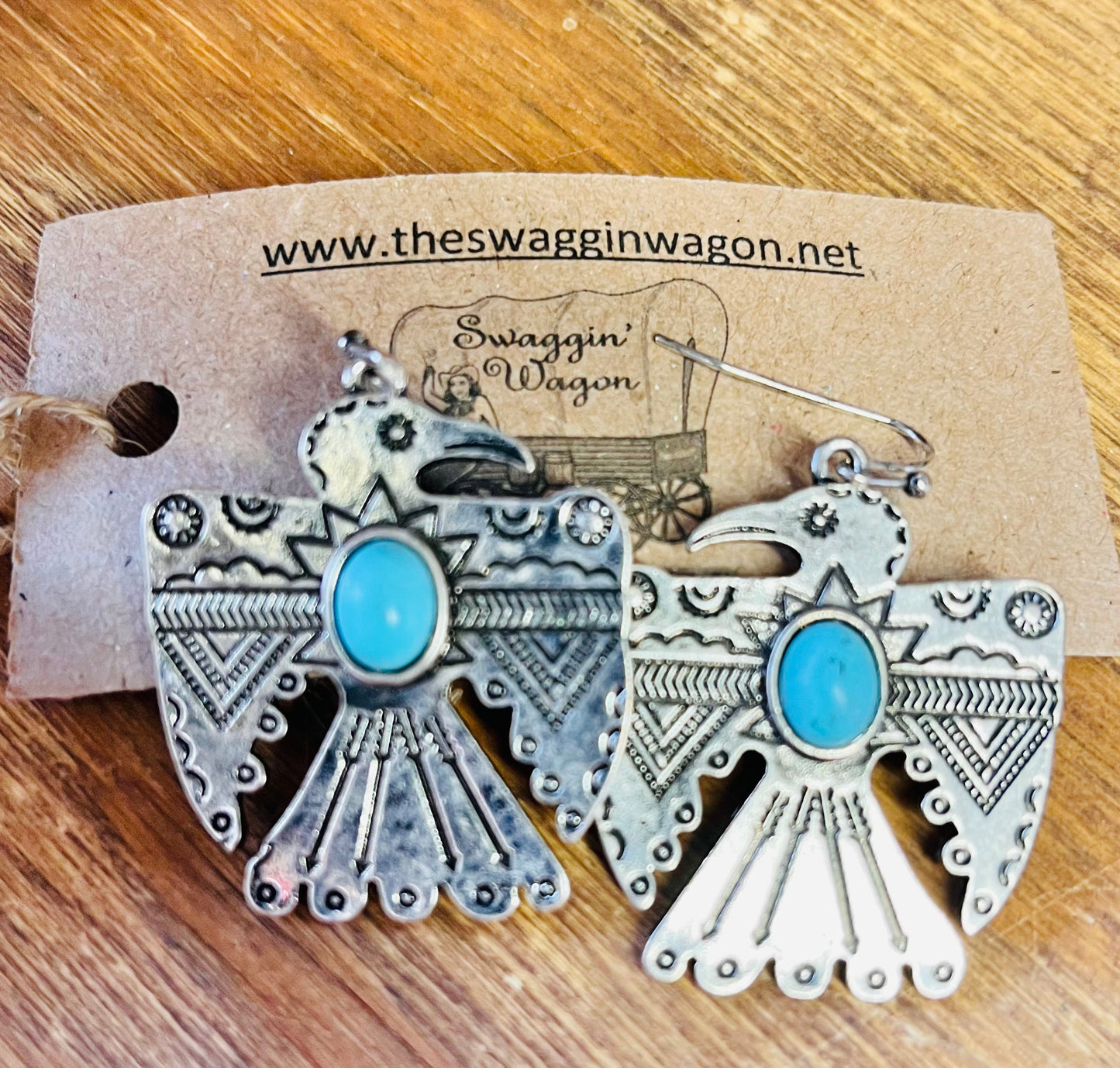 Aztec Thunderbird earring with "turquoise" bead