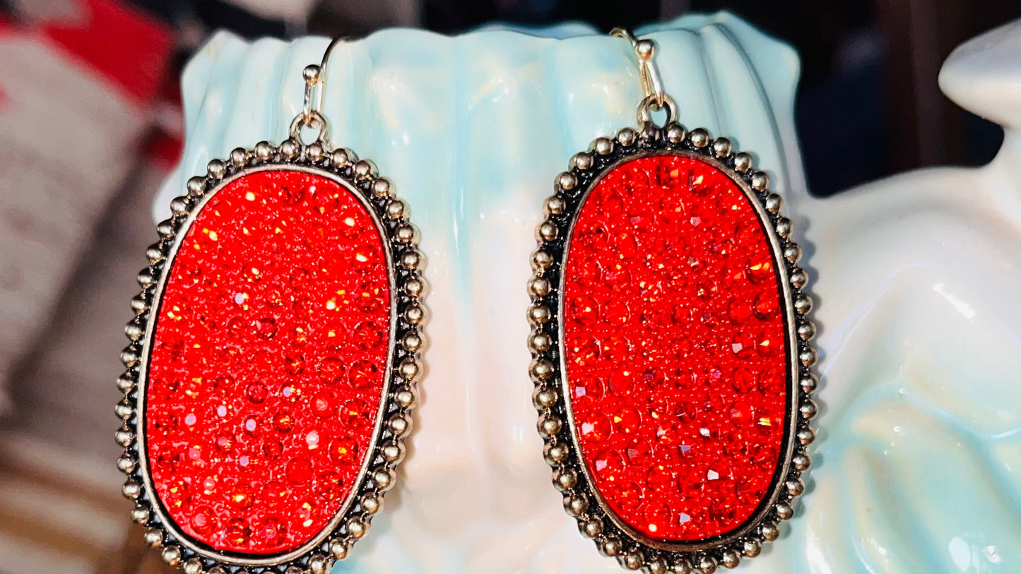 Brilliant red crystal dangle earrings