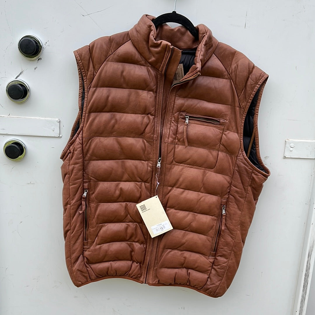 Puffy leather vest