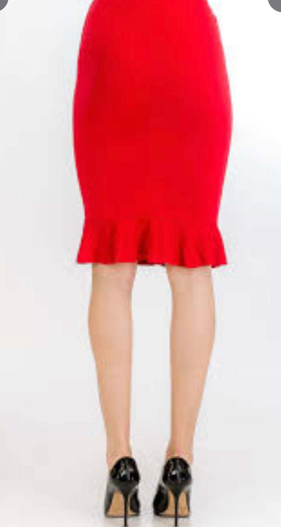 Red Ruffle Pencil skirt