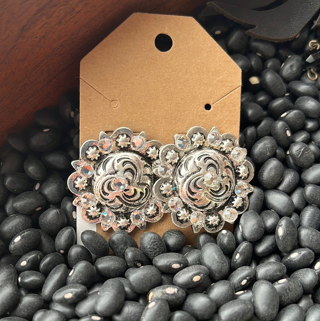 Concho earring with rhinestones