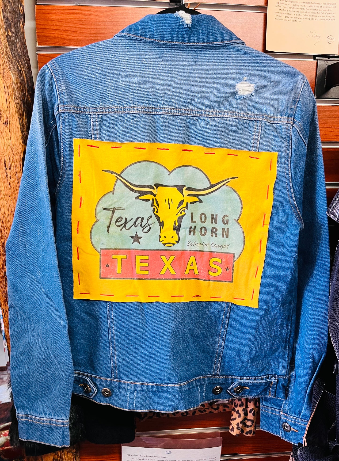 Boyfriend denim Jacket - Texas Longhorn patch