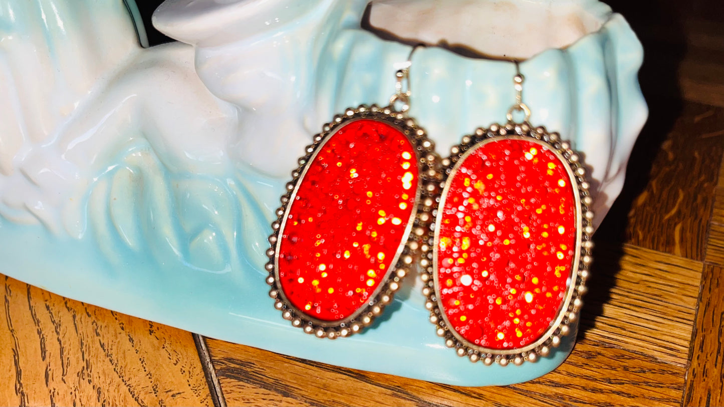 Brilliant red crystal dangle earrings