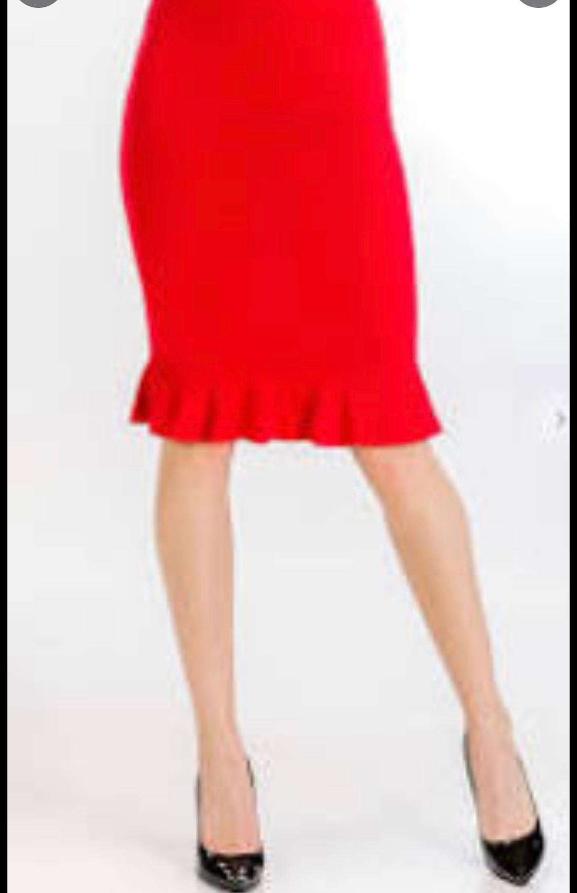 Red Ruffle Pencil skirt