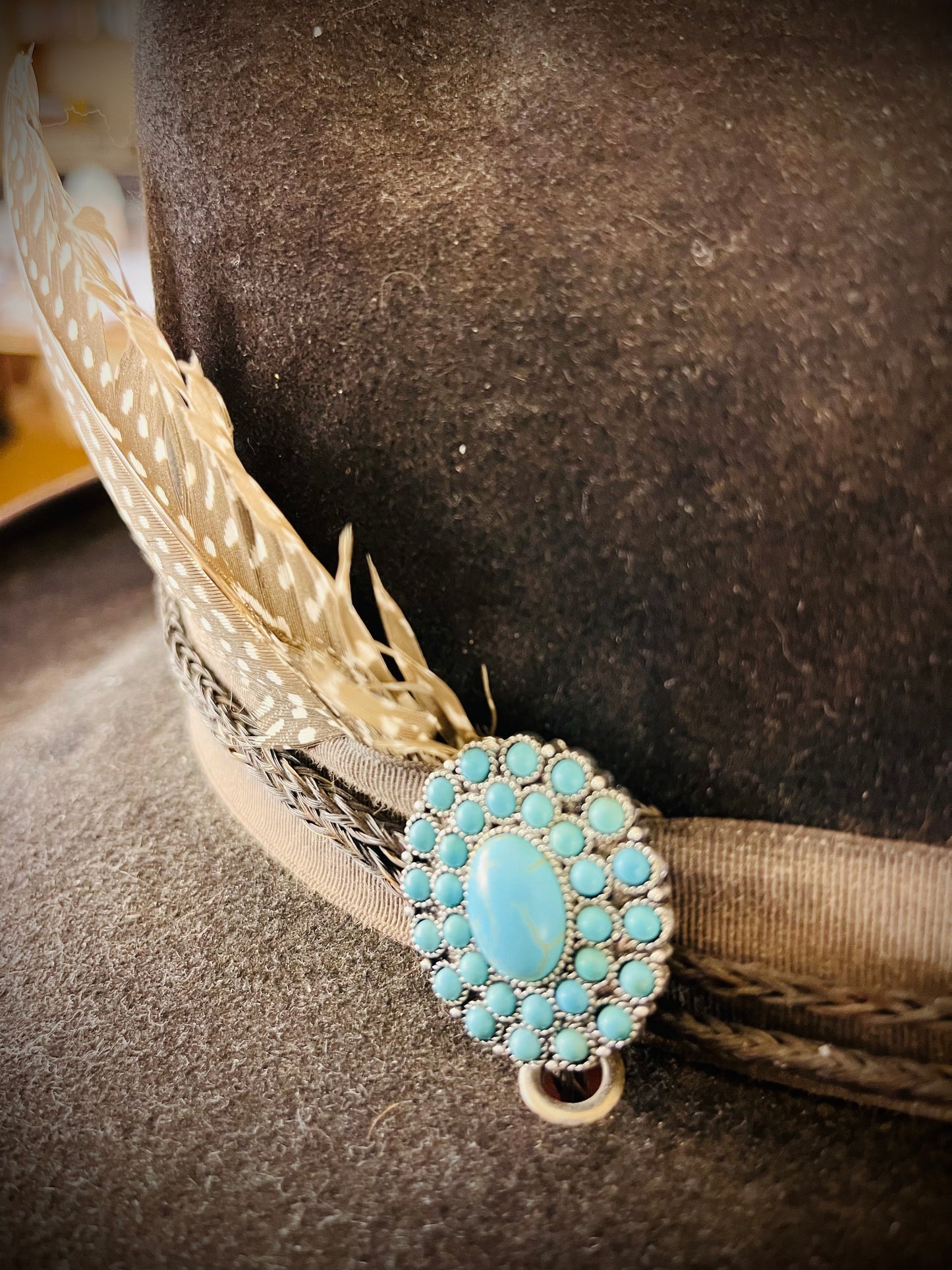 Turquoise oval hat pin