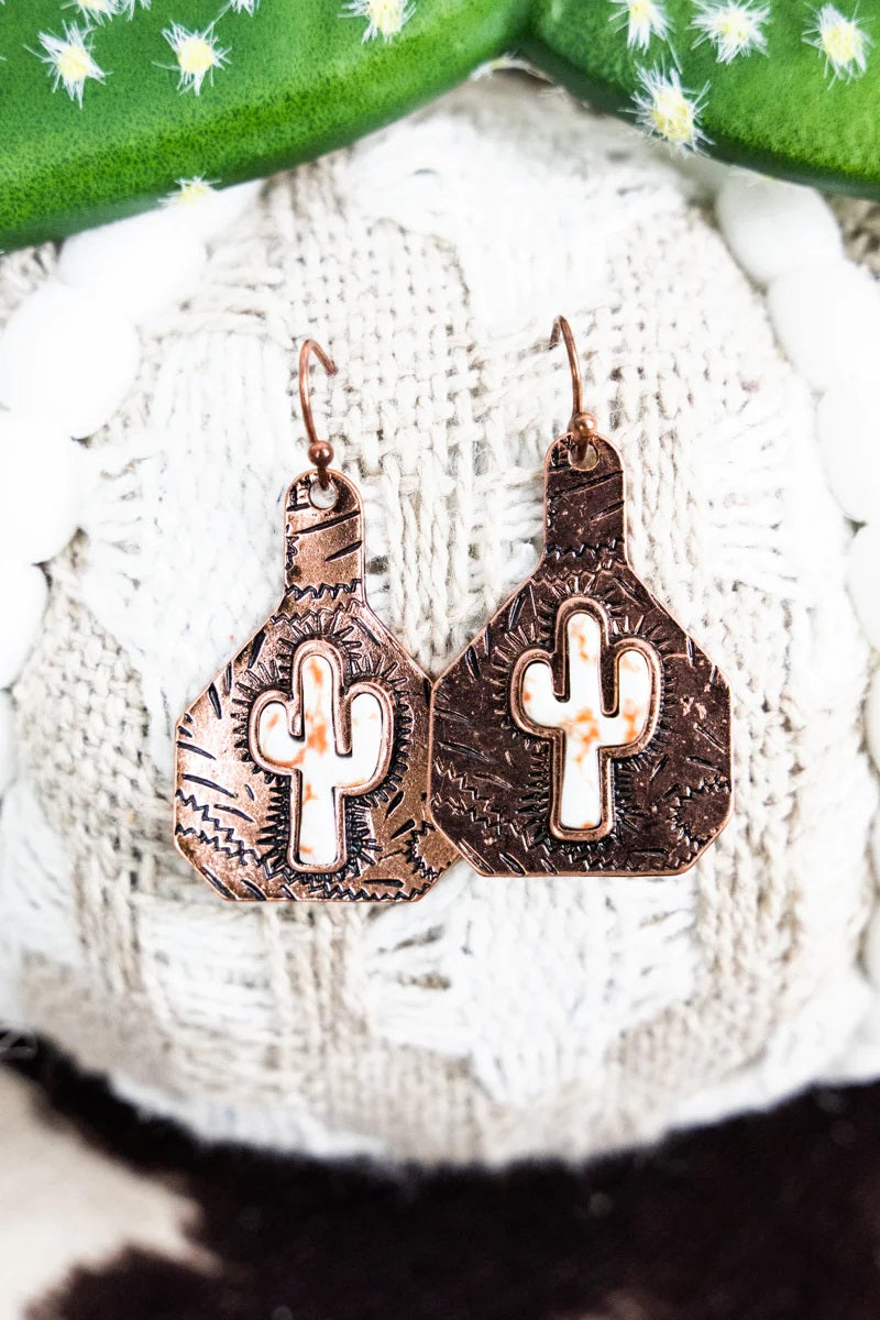 WHITE CACTUS RANCH COPPERTONE EARRINGS